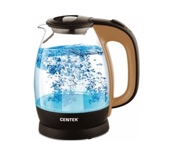 Стеклянный чайник Centek бежевый+кофе, 1.7 л CT-0056