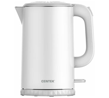 Чайник Centek белый металл, 1.7л, 2200Вт, бесшовная колба, двойные стенки CT-0020 White