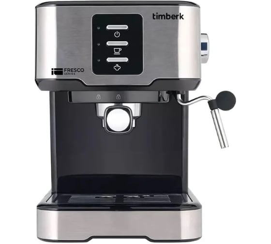 Рожковая кофеварка Timberk 850 Вт, давление 20 бар, резервуар для воды 1.5 л, режим ожидания - 25 мин, защита от перегрева и перегрузки, съемный поддон для капель T-CM33038