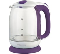 Чайник электрический Willmark WEK-1704G 1.7л, LED-подсветка, 2200Вт, белый/фиолетовый 2000858