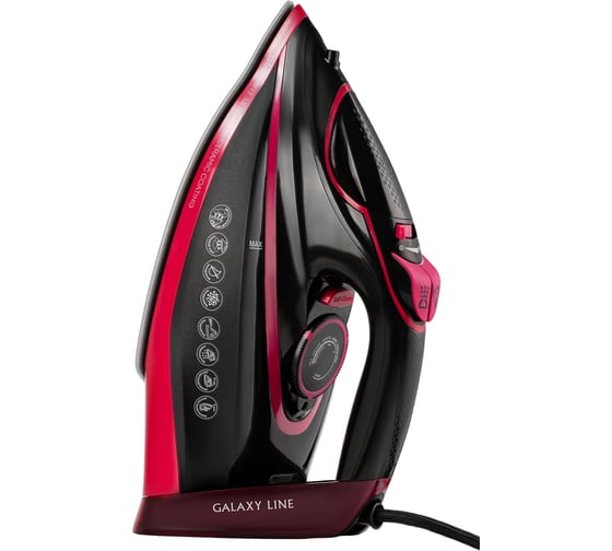 Утюг Galaxy LINE GL 6133, черный с розовым, паровой, 3200 Вт, керамическое покрытие подошвы 7060161330