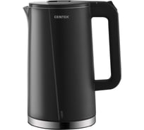 Чайник Centek CT-0005 черный, 1.7 л, 2200 Вт, бесшовная колба, двойные стенки, эффект термоса CT-0005 Black