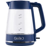 Чайник Centek CT-1014 синий, стекло, 1.7 л, 2200 Вт, LED, Защита от перегрева, STRIX контроллер CT-1014 Blue