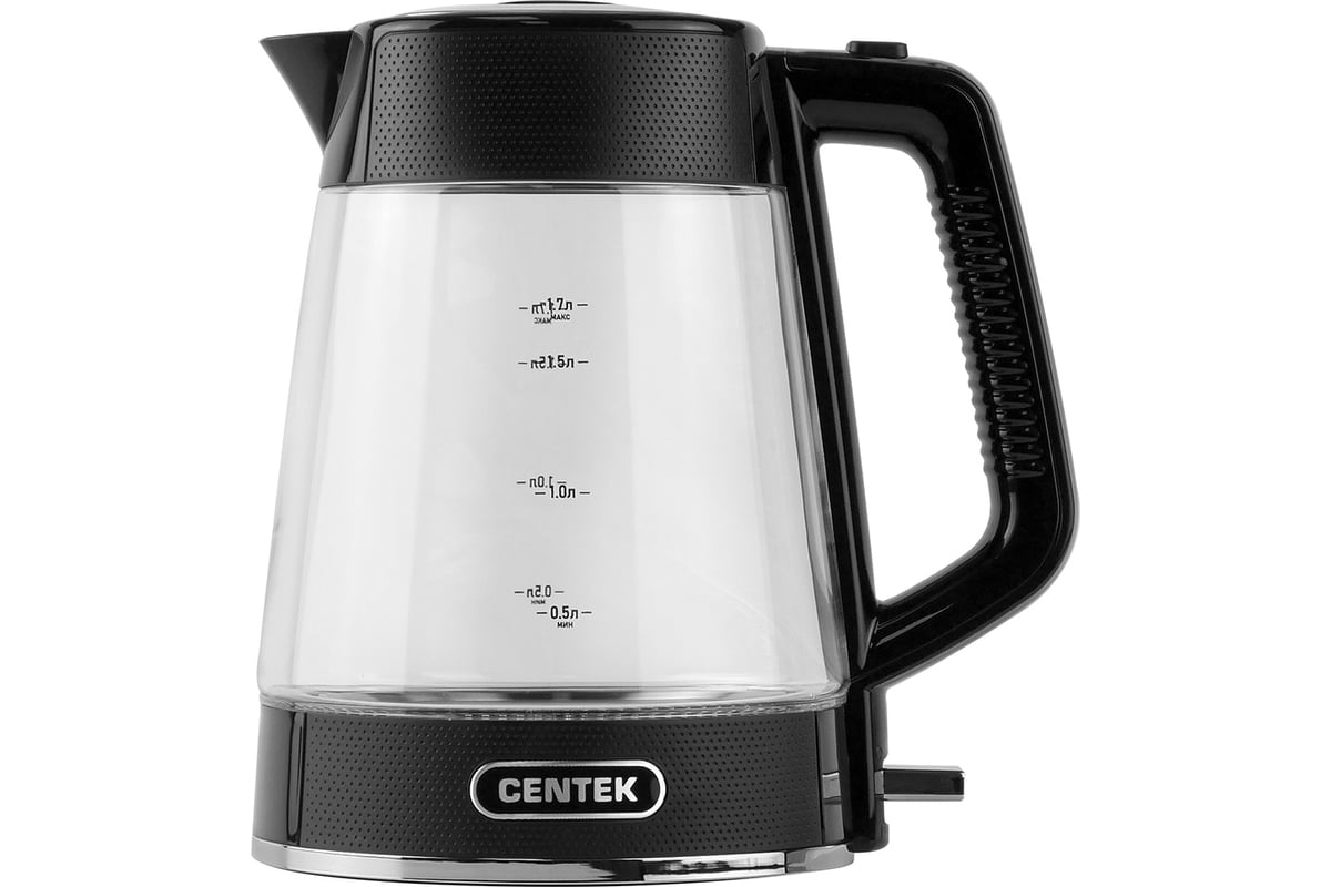 Чайник Centek CT-1014 черный, стекло, 1.7 л, 2200 Вт, LED, Защита от ...