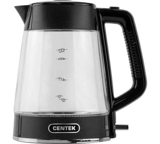 Чайник Centek CT-1014 черный, стекло, 1.7 л, 2200 Вт, LED, Защита от перегрева, STRIX контроллер CT-1014 Black