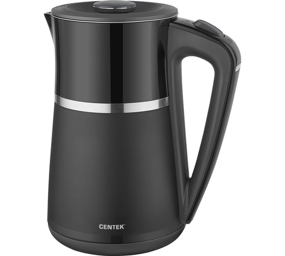 Чайник Centek CT-0028 черный, 1.7 л, 2200 Вт, двойной корпус сталь+пластик, двойная стенка, сохранение тепла CT-0028 Black 1