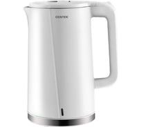 Чайник Centek CT-0005 белый, 1.7 л, 2200 Вт, бесшовная колба, двойные стенки, эффект термоса CT-0005 White