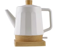 Чайник Centek 1.5 л, 1600 W, белый/под дерево, керамика, квадрат. пластик база CT-0067