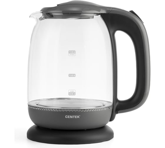 Чайник Centek серый, Vancouver стекло, 1.8 л, 2200 Вт, внутренняя LED подсветка, кнопка CT-0034
