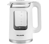 Чайник электрический Willmark WEK-1725W 1.7 л, поворот на 360 град., LED-подсветка, двустенный корпус, 2200 Вт, белый 2002558