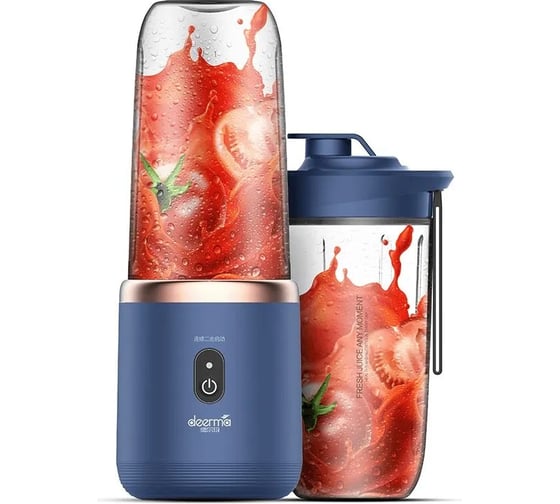 Блендер стационарный Deerma Portable blender Blue, 140 Вт, 20000 оборотов в минуту, объем 400 мл DEM-NU06