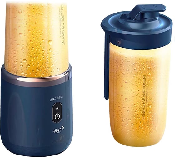 Блендер стационарный Deerma Portable blender Blue, 140 Вт, 20000 оборотов в минуту, объем 400 мл DEM-NU06
