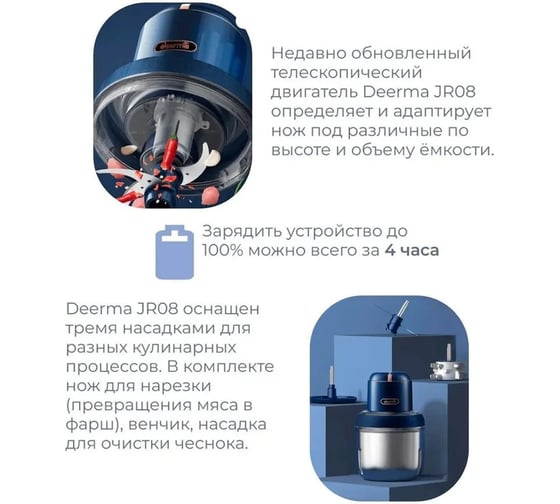 Мясорубка беспроводная Deerma DEM-JR08 6955578037603