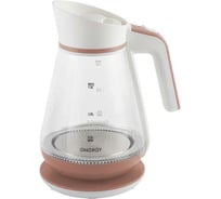 Чайник Energy E-297 1.5 л, стекло/пластик, цвет бело-коралловый, 005621