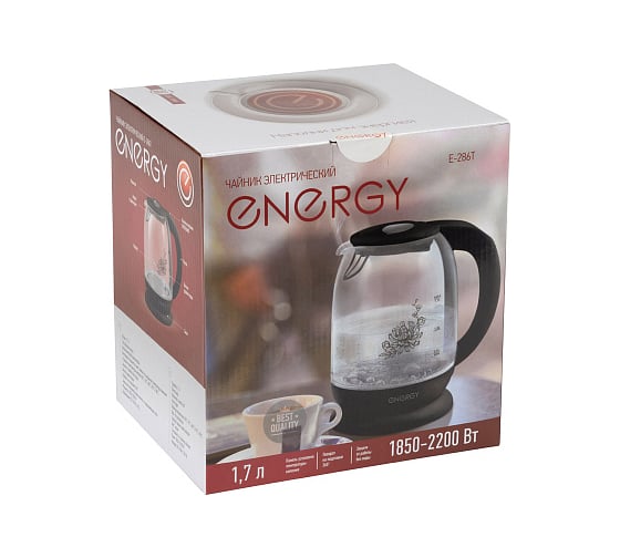 Чайник Energy E-286Т 1.7 л, стекло/пластик/металл, 004544