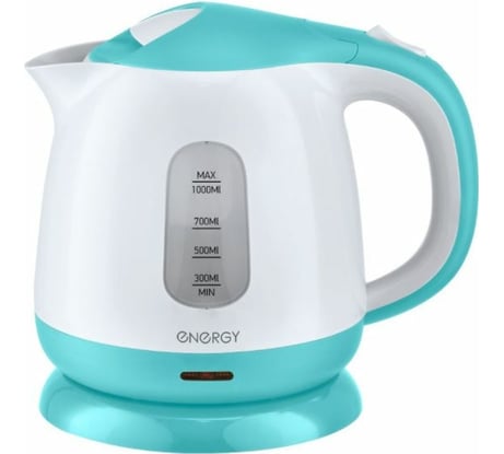 Чайник Energy E-275 1 л, диск/пластик, бело-бирюзовый, 164095