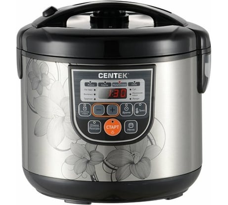 Мультиварка Centek (чёрный/сталь) 700Вт, 5.0л, 10 программ +28 программ Мультишеф CT-1498