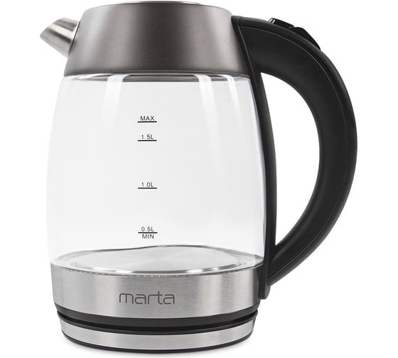 Чайник стеклянный MARTA MT-4563 серый жемчуг 36396