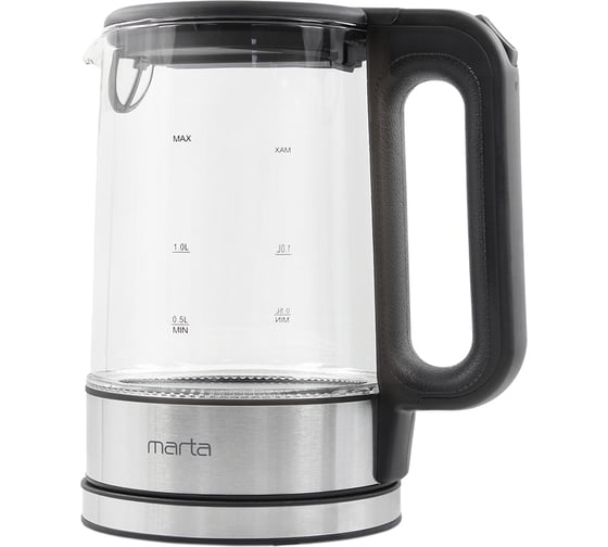 Чайник стеклянный MARTA MT-4608 черный 39285