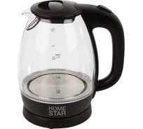 Чайник HomeStar HS-1012 1.7 л, стекло/пластик, черный 003567