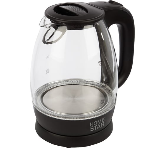 Чайник HomeStar HS-1012 1.7 л, стекло/пластик, черный 003567