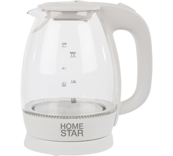 Чайник HomeStar HS-1012 1.7 л, стекло, пластик, белый 003566