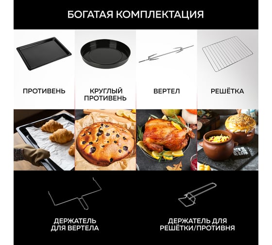 Многофункциональная мини-печь GFGRIL 60 л GFO-92-black