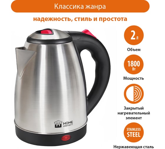 Чайник металлический HOME ELEMENT HE-KT170 красный рубин 39046