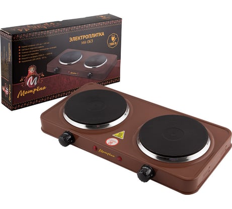 Электроплитка Матрёна МА-063, коричневый, блин, 2 конфорки 006059
