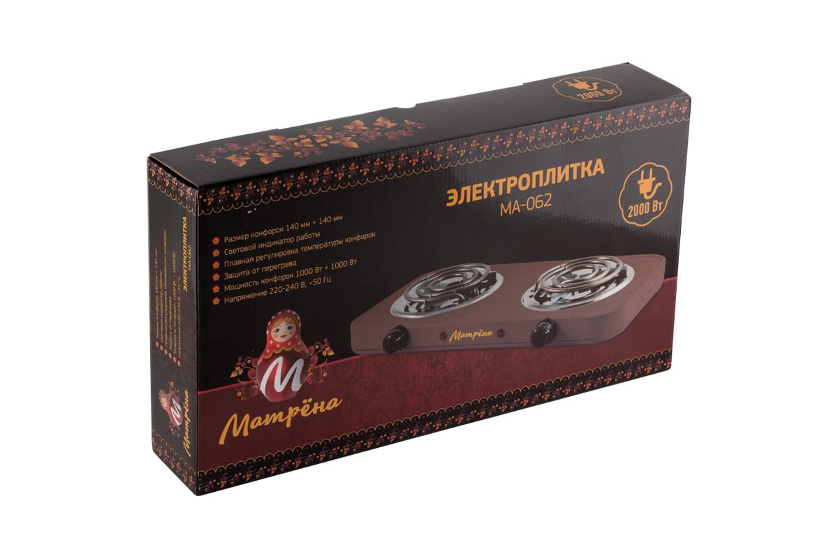  Матрёна МА-062, коричневый, ТЭН, 2 конфорки 006058 .