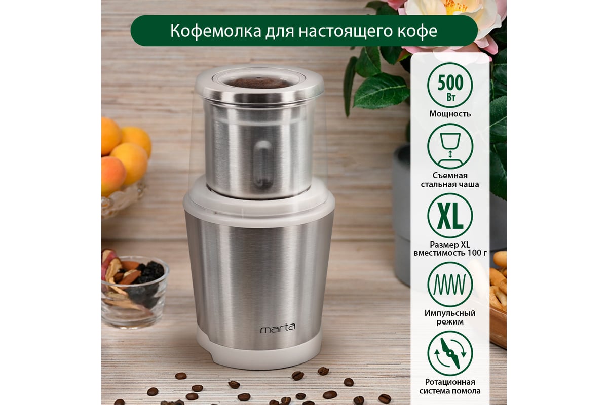 Кофемолка MARTA MT-CG2179A белый жемчуг 41792 - выгодная цена, отзывы ...