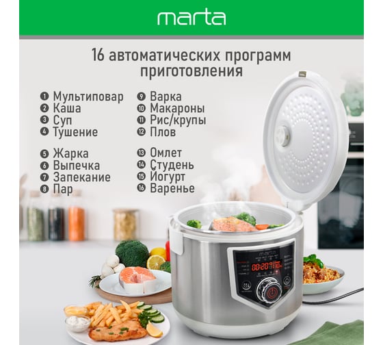 Мультиварка MARTA MT-MC4336A белый 39192