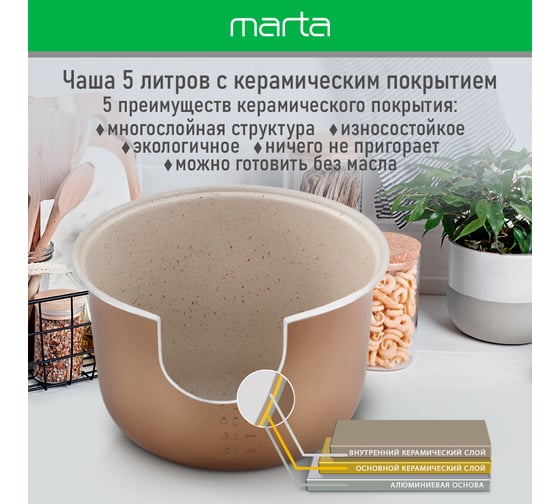 Мультиварка MARTA MT-MC4336A белый 39192