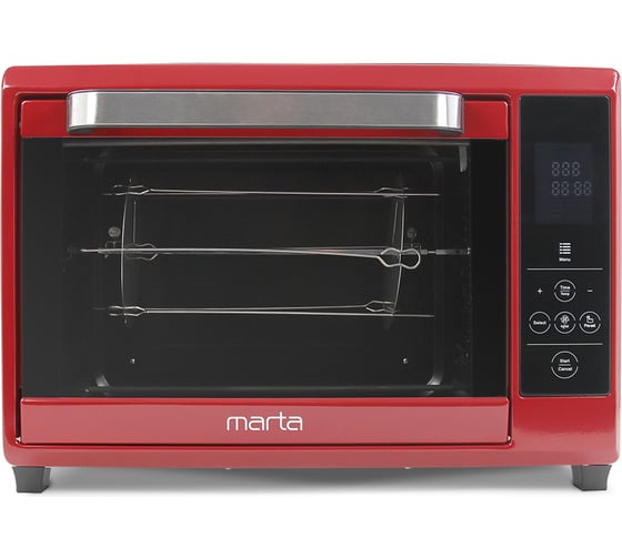 Мини-печь MARTA MT-4264 бордовый гранат, 40 л, сенсор+аэрофритюр+шашлычница+эмаль 40256