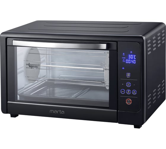 Мини-печь MARTA MT-EO4287B черный жемчуг, 50 л, Сенс+8 реж+Конвек+Шашл+Вертел+Эмаль 42162