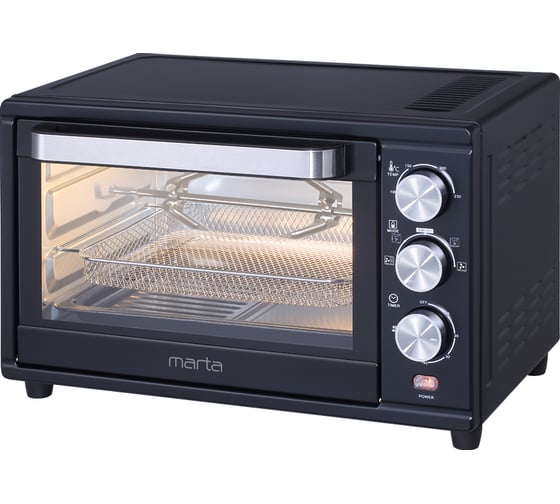 Мини-печь MARTA MT-EO4293B черный жемчуг, 32 л, Аэрогриль+Конвек+Корзина+Шашл+Вертел 40875