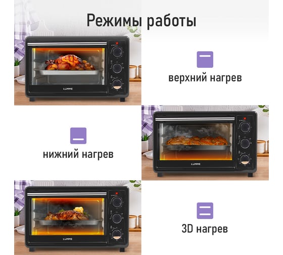 Мини-печь LUMME LU-EO1715B ночной коралл, 30 л, конвекция 39764