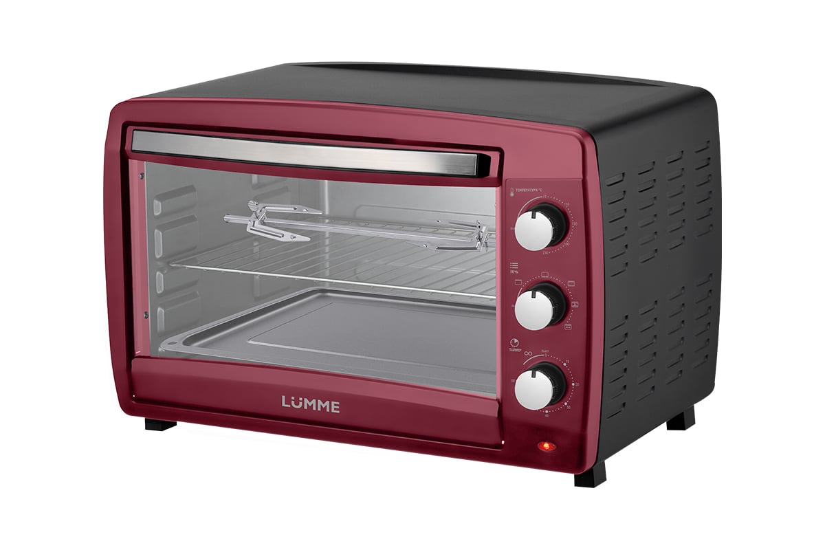 Мини-печь LUMME LU-EO1717B бордовый гранат, 50 л, конвекция + вертел ...