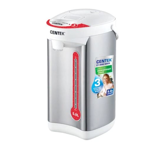 Термопот Centek 5л, 750Вт, 3 способа подачи воды, корпус из нержавеющей стали CT-0082 White