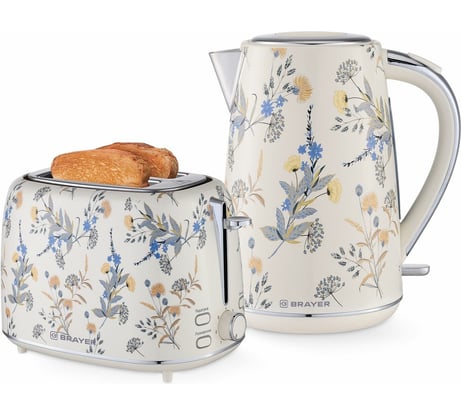 Чайник электрический + тостер BRAYER BR1083YE+BR2103YE
