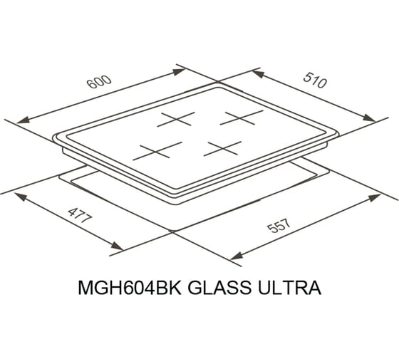 Газовая варочная панель MEFERI MGH604WH GLASS ULTRA МФ-00000685