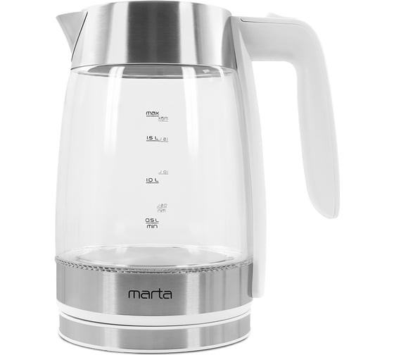 Чайник стеклянный MARTA MT-4553 белый 39263