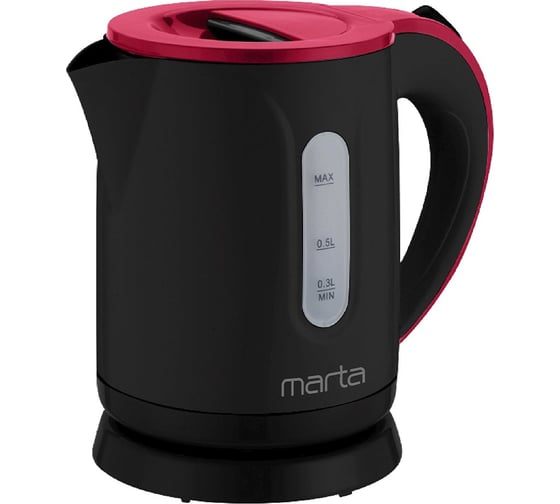 Чайник пластиковый MARTA MT-4637 черный/красный 39336