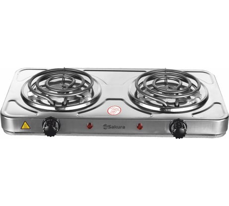 Электроплитка Sakura ПЭ-03Н 2000Вт 140/140мм 2конф/спир нерж.сталь РТ-00069384