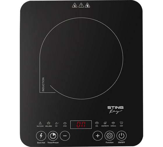 Электрическая индукционная безимпульсная плитка STINGRAY ST-HP3503A темное серебро 39978