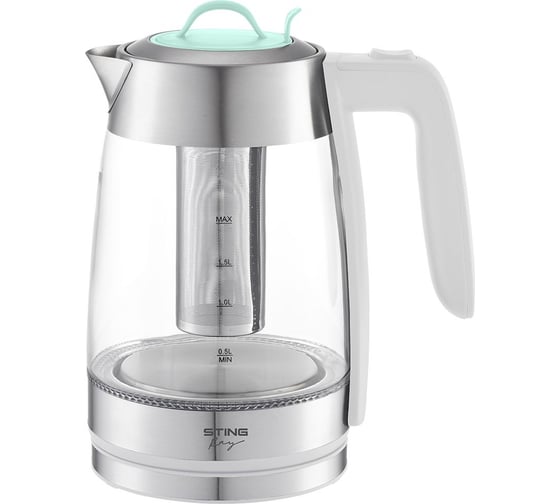 Стеклянный чайник STINGRAY ST-KT3006A белый/ментол 41095 1