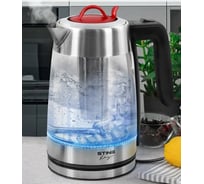 Стеклянный чайник STINGRAY ST-KT3006A черный/красный 41092