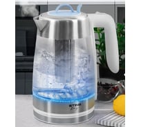 Стеклянный чайник STINGRAY ST-KT3006A белый/голубой 41096