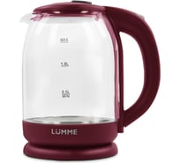 Чайник стеклянный LUMME LU-142 бордовый гранат 35217