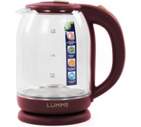 Чайник стеклянный LUMME LU-142 красный рубин 35222